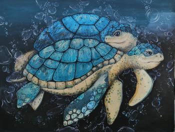 Sea turtles. Kildysh Marina