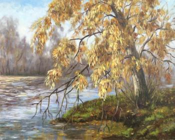 Golden willow (Willow Landscape Oil On Ca). Kirilina Nadezhda