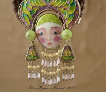 Art necklace with hot jewelry enamel Russian beauty (Pendant Handmade). Vedernikova Oksana