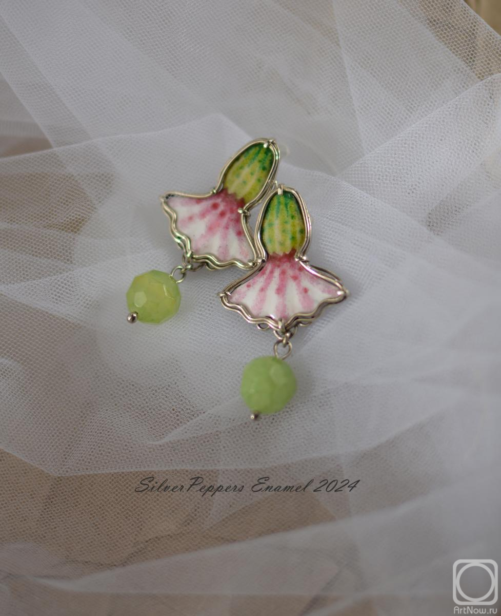 Vedernikova Oksana. Hot Enamel Jewelry Earrings Cactus Flowers