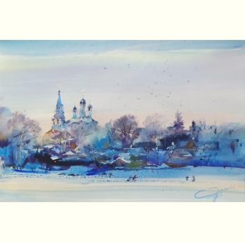Winter in the vicinity of Kostroma (Pink Haze). Orlenko Valentin