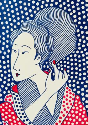 Japanese - Blue hair (Stripes). Gvozdetskaya Irina