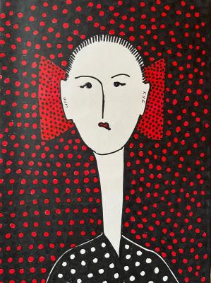 Japanese Woman - Red Bow (). Gvozdetskaya Irina