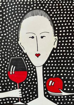 Japanese Woman - Apple or Wine (Glass Of Wine). Gvozdetskaya Irina
