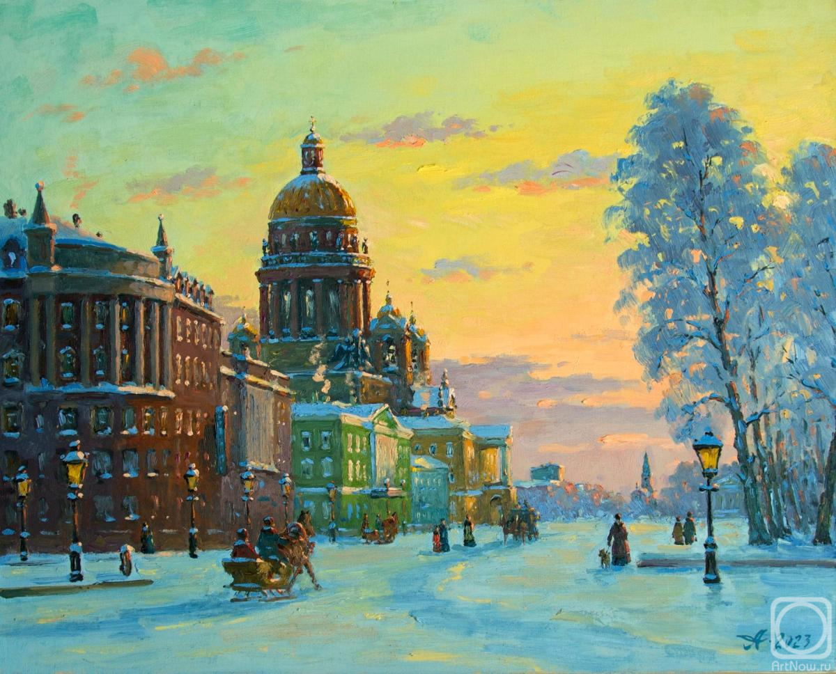 Alexandrovsky Alexander. St. Isaac's, view from Palace Square, St. Petersburg