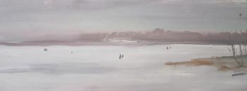 Fishermen on Lake Mstinskoye in winter. Baltrushevich Elena