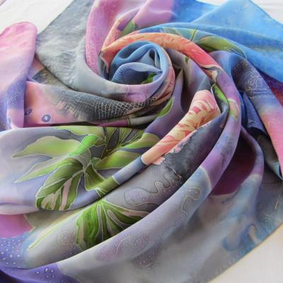 The scarf "Peonies and lace" (Hot Spring). Pahomova Viktoriya