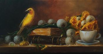 Still life with a yellow canary