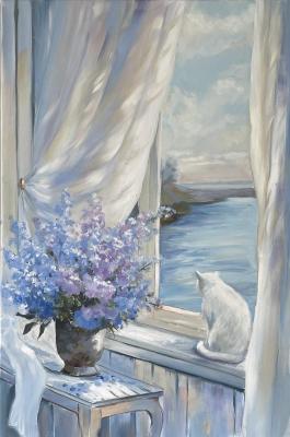 Sea contemplation (Cat On The Window). Kogay Zhanna