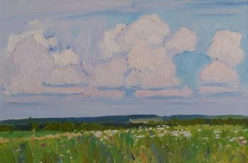 Clouds float over meadows and fields. Melnikov Aleksandr