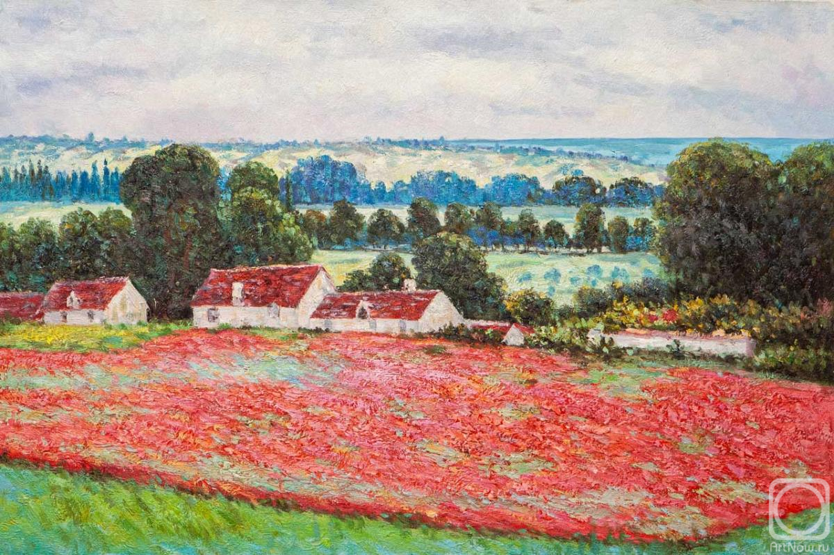 Kamskij Savelij. Copy of Claude Monets painting *Poppy Field at Giverny*