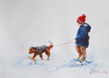 Stroll (Dog Watercolor). Zhukova Marina
