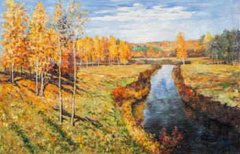Copy of oil painting. Golden Autumn (Copy Of Levitan Painting). Kamskij Savelij