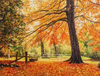 Golden autumn, a scattering of yellow leaves (Painting Golden Autumn). Kamskij Savelij