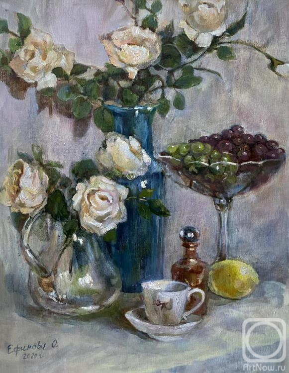 Efimova Olga. Roses and Blue Vase