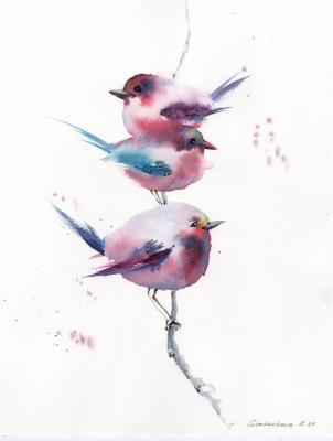 Pink motifs. Birds (Bird On A Branch). Gorbacheva Evgeniya