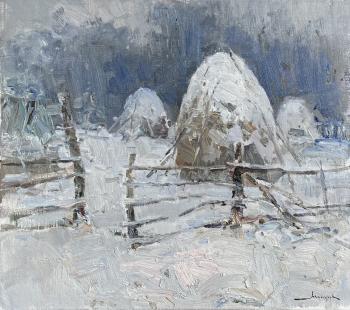 Winter. Stacks (Winter Rural Landscape). Makarov Vitaly