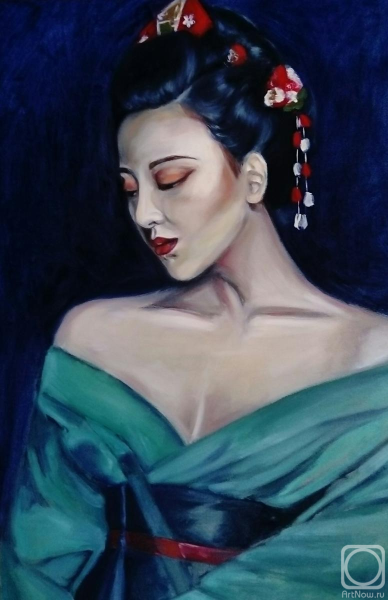 Chernousova Darya. The portrait of the girl in the green dress