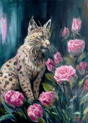 Lynx in the Rose Garden (The Picture On Valentines Day). Ushanova Elena