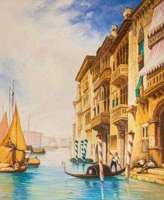 Free copy of William Callows painting *Gondola on the Grand Canal in Venice* ( ). Romm Alexandr