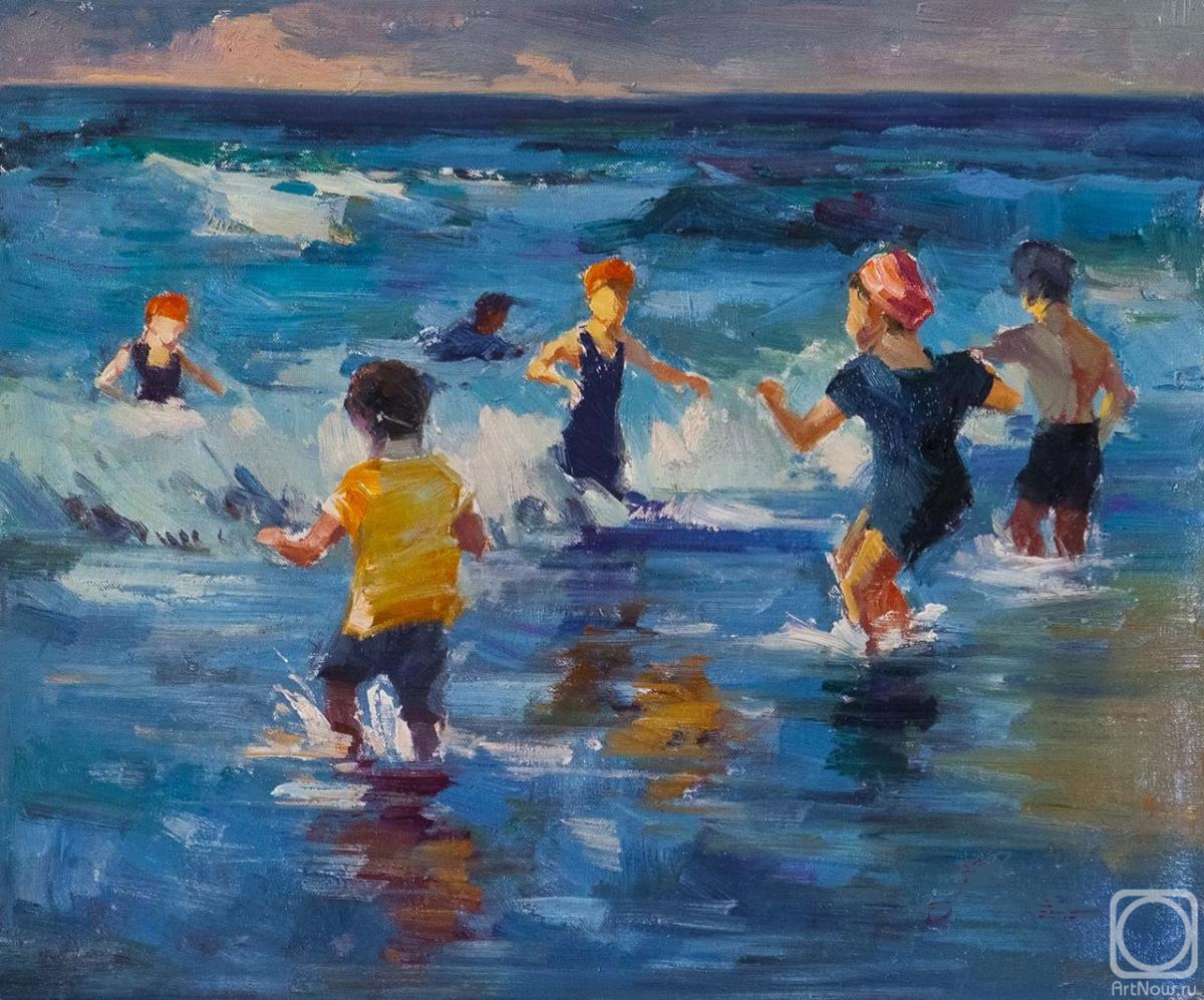 Kamskij Savelij. Children and the sea. Water games