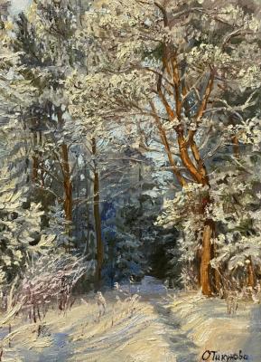 At the edge of the forest (Winter Forest Oil Painting). Tikunova Olga