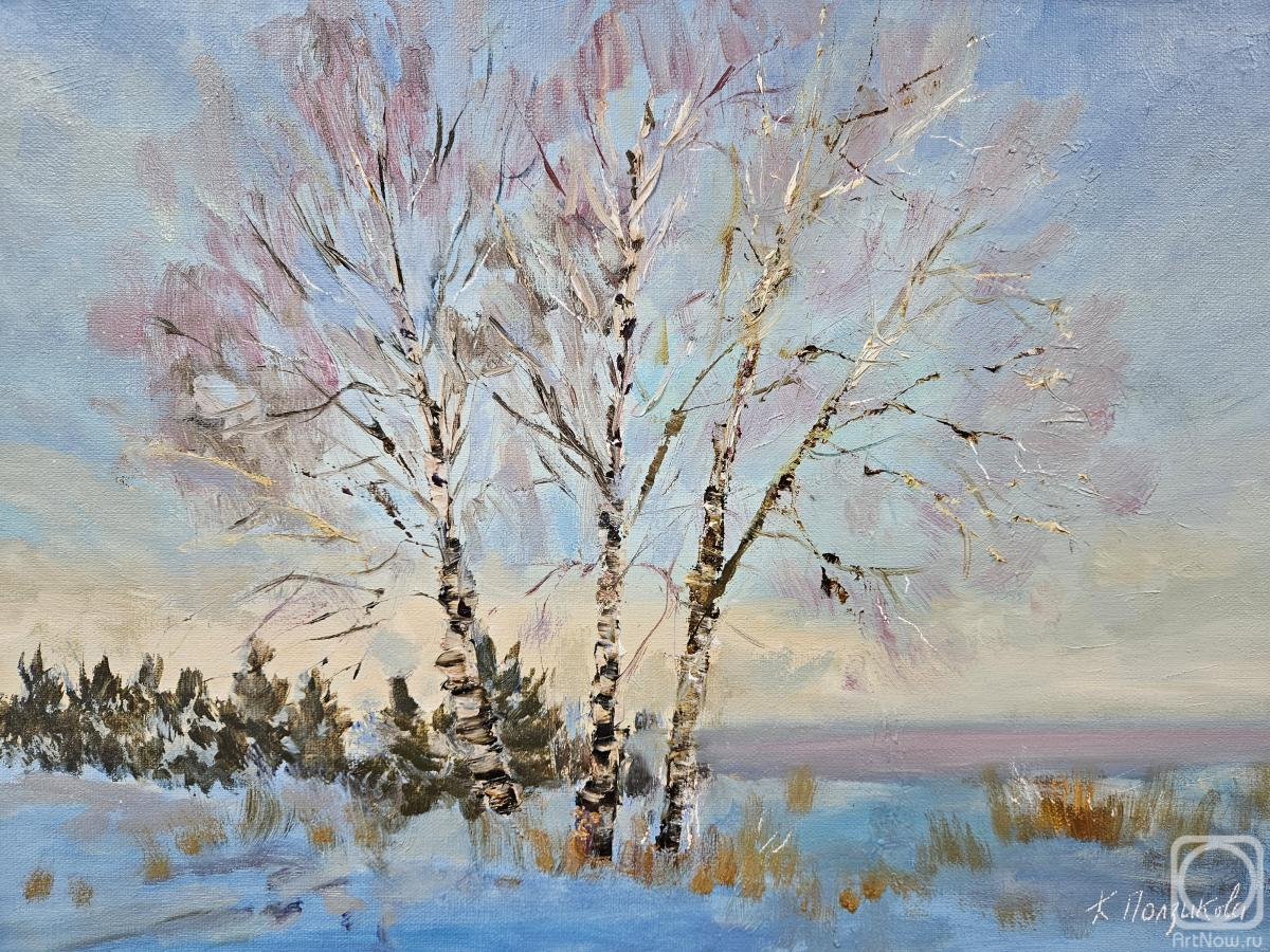 Polzikova Oksana. Birches on the shore of the White Sea