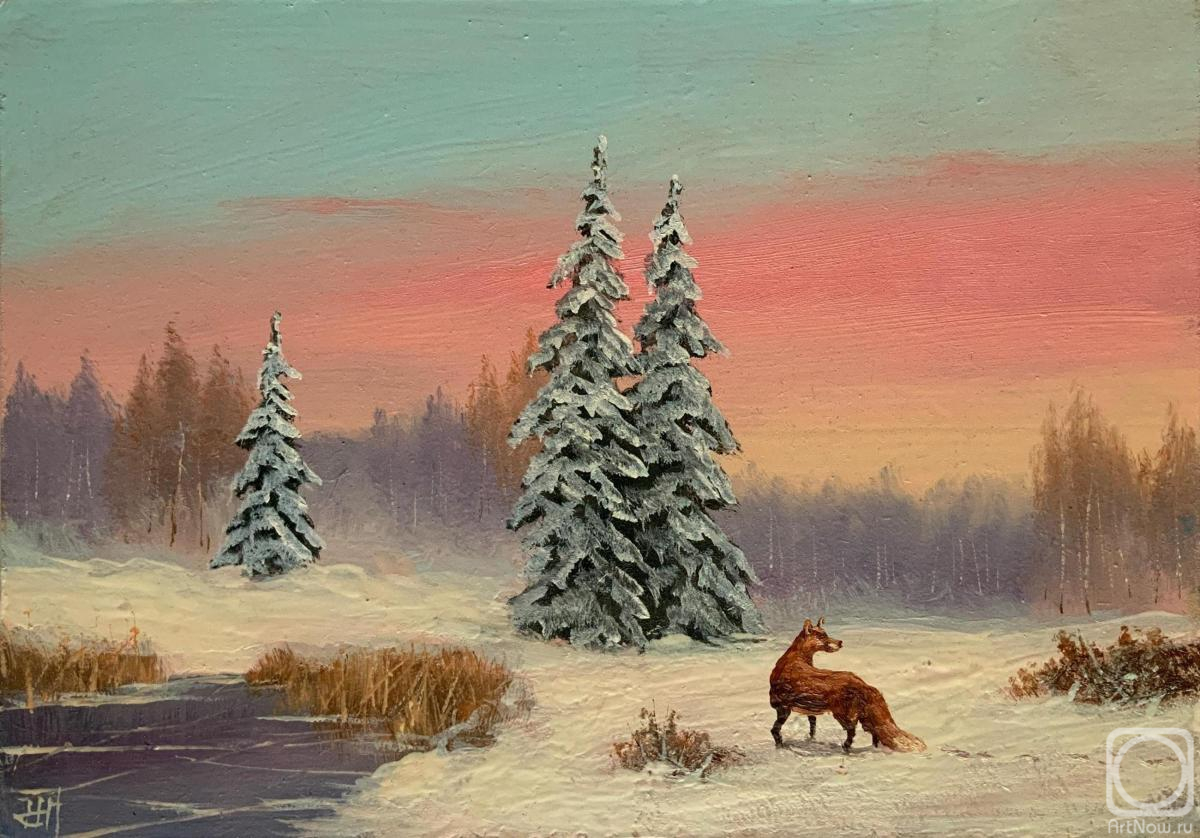 Lyamin Nikolay. Red Fox near Snow-Covered Firs