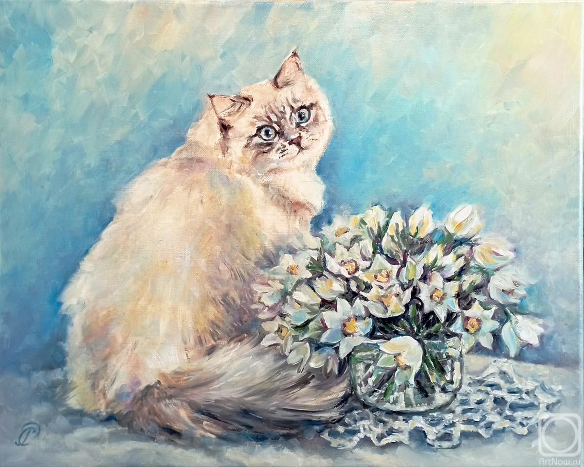 Rodionova Svetlana. Spring Still Life with a Cat