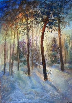 Dawn in the winter forest. Syachina Galina