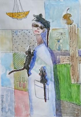 The rat trainer (Watercolor Picture). Savelyeva Elena