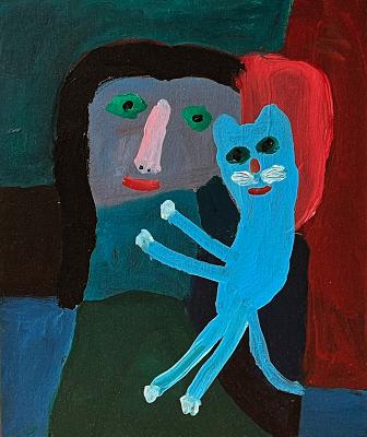 Girl with a cat (Girl With Cat). Jelnov Nikolay