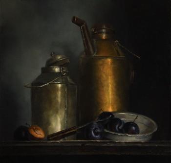 Still life with cans and plums. Zerrt Vadim