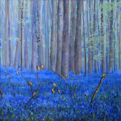 Spring landscape, spring flowers,forest,early foliage, blue flowers,cobalt blue, emerald green Spring greens ( ). Semenov Andrey