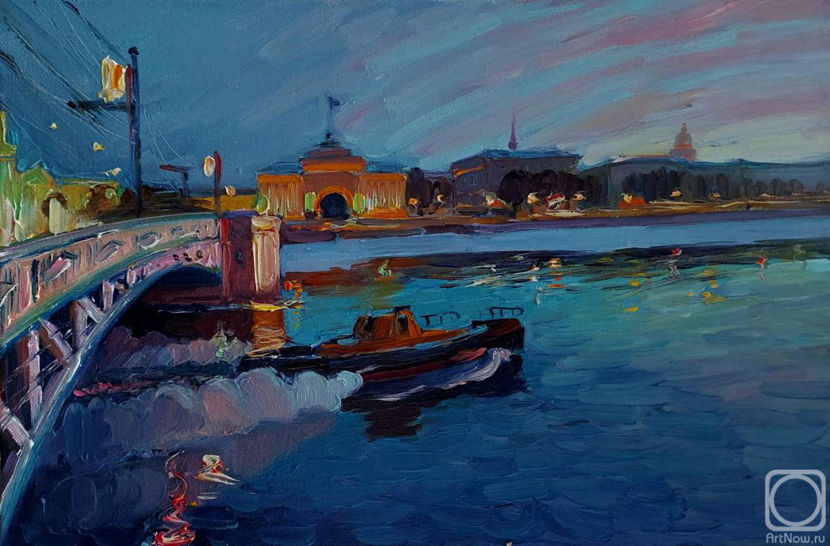 Melnikov Aleksandr. Along the Neva River in the evening