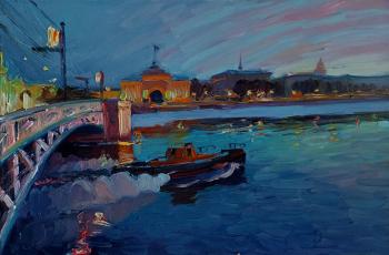 Along the Neva River in the evening. Melnikov Aleksandr