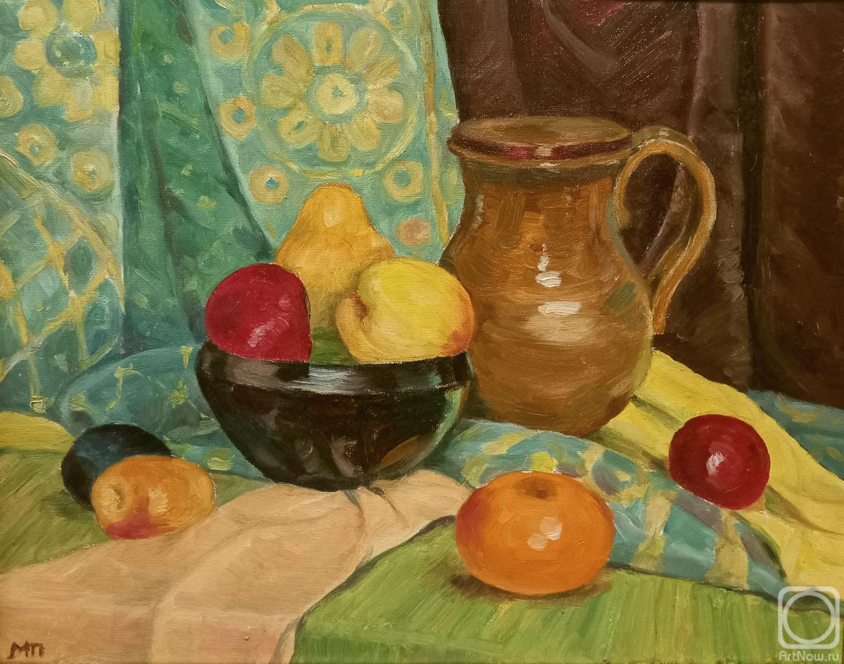 Markova Tatyana. Still life with clay jug and fruits