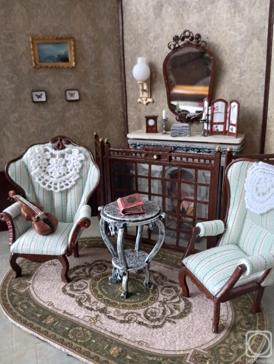 Kalugina Lyudmila. Roombox. Miniature from the movie "The Adventures of Sherlock Holmes". "The Baker Street Apartment."