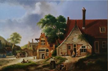 Landscape with Dutch Village (Cityscape Dutch). Lutcher Elena