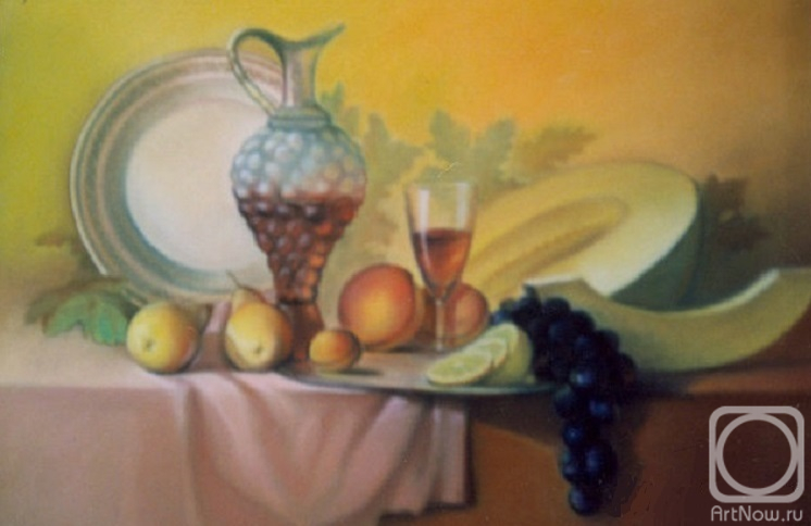 Syachina Galina. Still life with fruit and wine