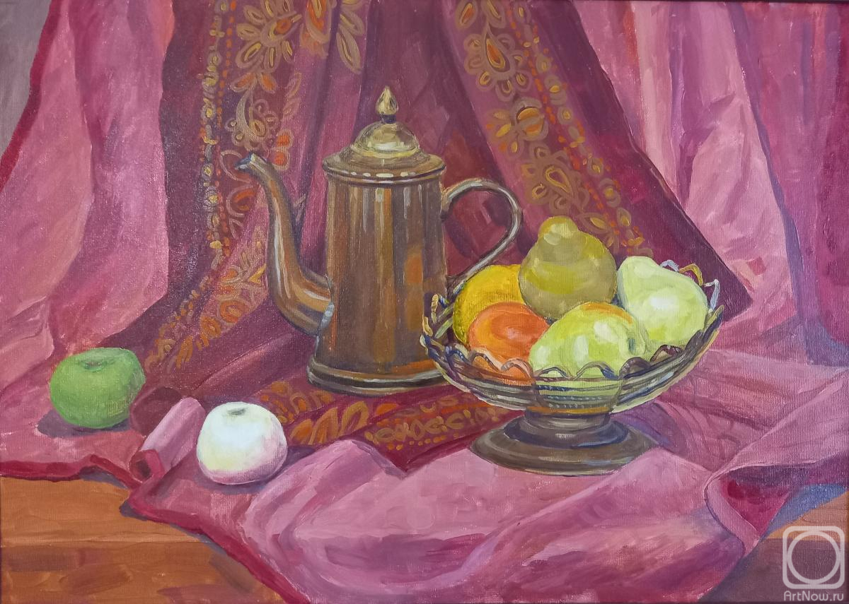 Markova Tatyana. Still life with copper jug and fruits