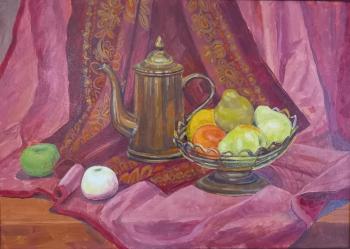 Still life with copper jug and fruits. Markova Tatyana
