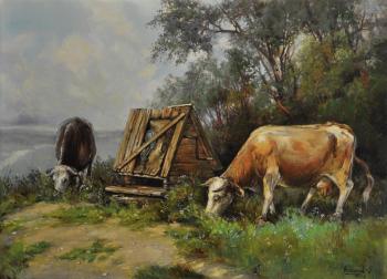 Cows at an old well. Kondakov Anton