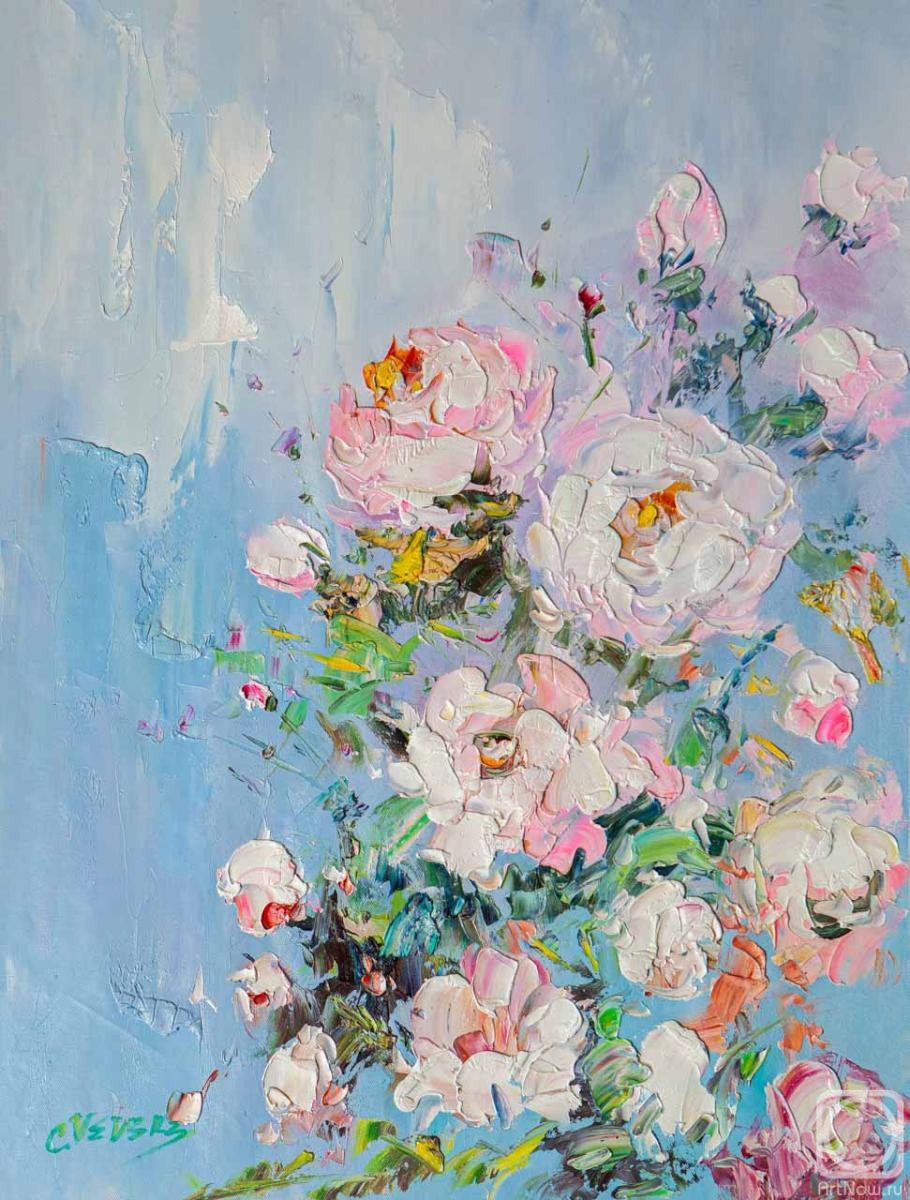 Vevers Christina. White peonies in the garden