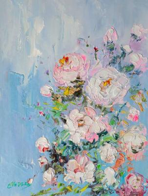 White peonies in the garden (Blooming Garden Painting). Vevers Christina