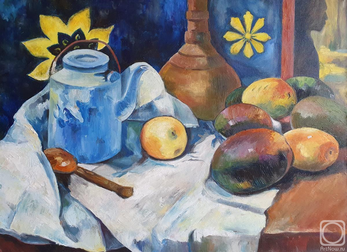 Kruglova Irina. Still life with teapot and fruits. Paul Gauguin