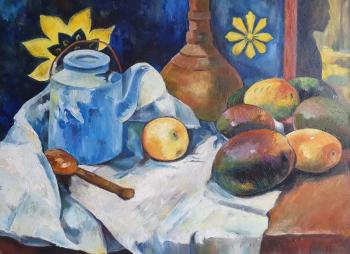 Still life with teapot and fruits. Paul Gauguin