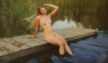 On the bridge in summer (Painting Nude). Kovalev Yurii