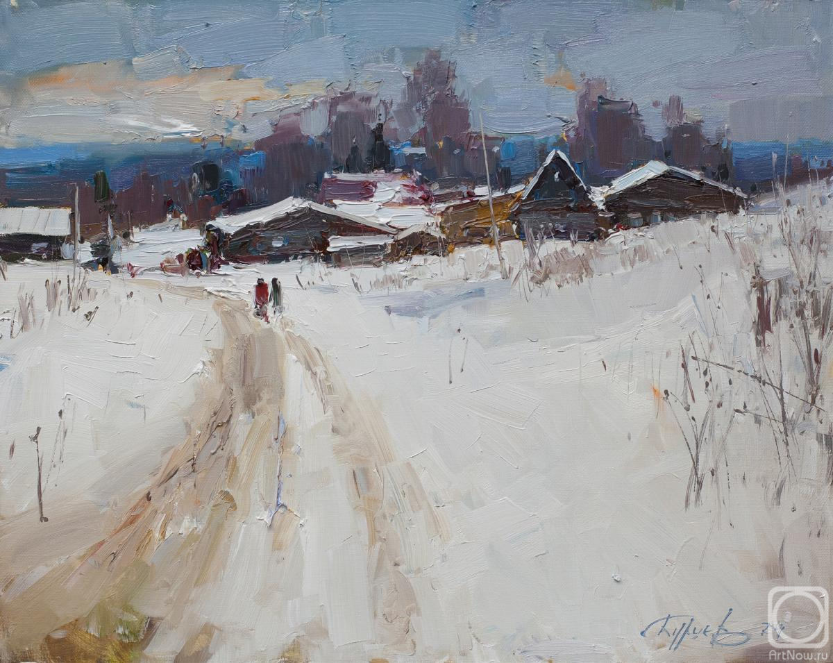 Burtsev Evgeny. Votcha village, winter, road