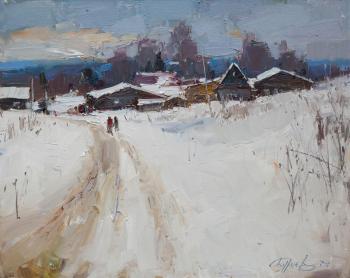 Votcha village, winter, road